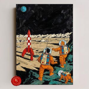 Explorers on the Moon Poster, On a marché sur la Lune Poster, Tintin Poster, Tintin Wall Art, Tintin Print, Adventures of Tintin Art, Tintin Fan Gift