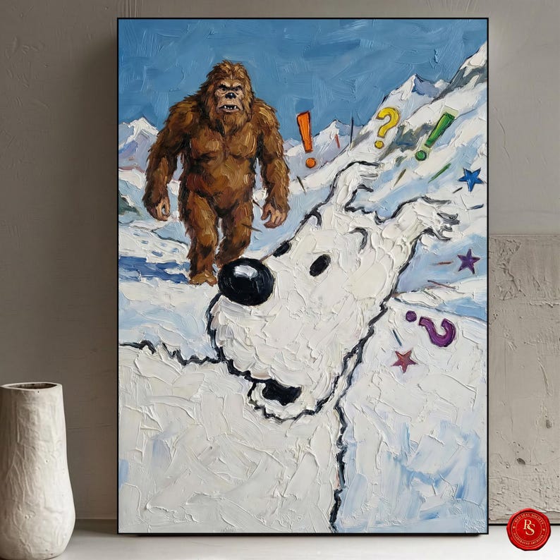 Snowy Poster Snow, Tintin Wall Art, Tintin Print, Adventures of Tintin Art, Belgian Comic Decor, Tintin FanGift, Tintin Decor, Digital