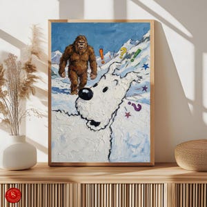 Snowy Poster Snow, Tintin Wall Art, Tintin Print, Adventures of Tintin Art, Belgian Comic Decor, Tintin FanGift, Tintin Decor, Digital