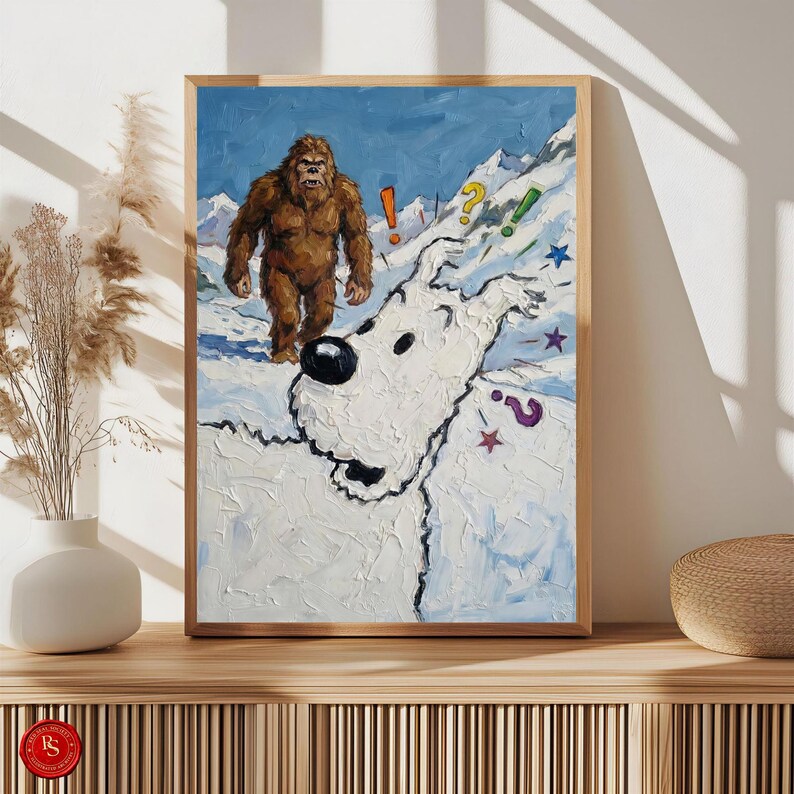 Snowy Poster Snow, Tintin Wall Art, Tintin Print, Adventures of Tintin Art, Belgian Comic Decor, Tintin FanGift, Tintin Decor, Digital