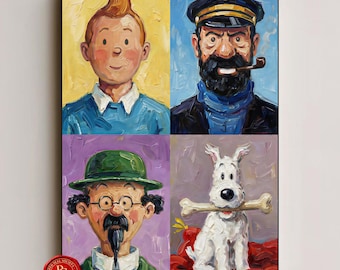 Tintin Poster, Tintin Wall Art, Tintin Print, Adventures of Tintin Art, Haddock Poster, Snowy Print, Tintin Fan Gift, Tintin Decor, Digital
