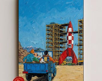 Destination Moon Poster, Objectif Lune Poster, Tintin Poster, Tintin Wall Art, Tintin Print, Adventures of Tintin Art, Tintin Fan Gift