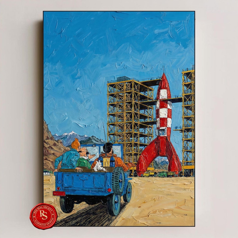 Destination Moon Poster, Objectif Lune Poster, Tintin Poster, Tintin Wall Art, Tintin Print, Adventures of Tintin Art, Tintin Fan Gift