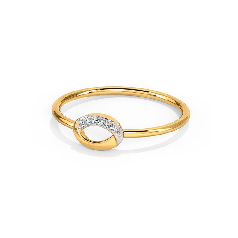 14K Yellow Gold Pave Diamond Ring | Moissanite Round Cut Statement Band ...