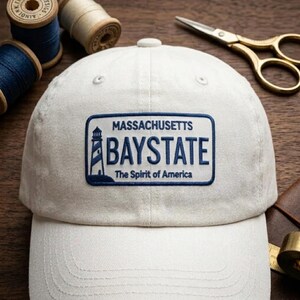 Massachusetts Baystate Vintage Washed Hat, Lighthouse Cape Cod Dad Cap