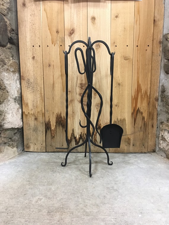 Twisted Fireplace Tool Set With Tongs Etsy