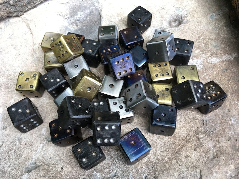 Pair of Hand-forged Steel Dice image 1