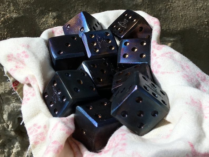 Pair of Hand-forged Steel Dice image 2