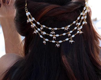 JINDAT Traditional Indian Bridal Hair Brooch-Wedding jewelry-Hair accessory- Handcrafted jewelry- Indian jewelry-Bridal Jewelry-Gift For Her