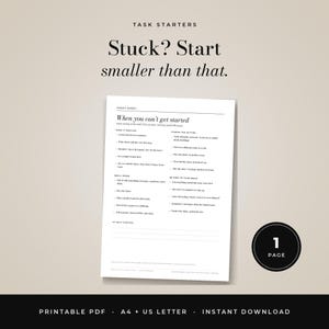 ADHD Task Starter Cheat Sheet, Cant Get Started Menu, Procrastination Help, Body Doubling, Executive Function Printable PDF