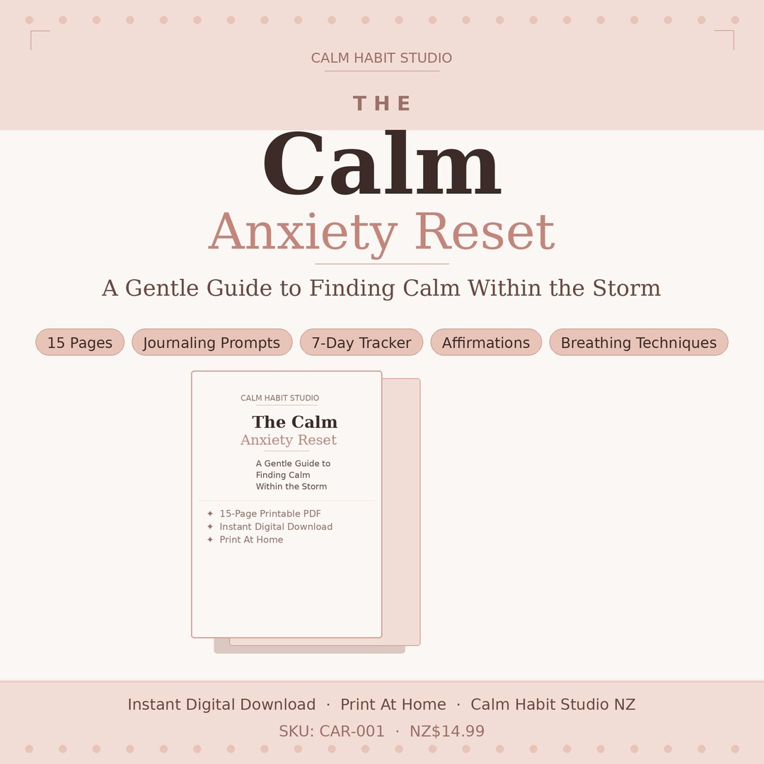 Anxiety Relief Printable | Nervous System Reset Guide | Breathing ...