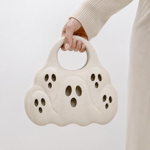 Ghost pattern bag, 3D printed Halloween clutch, minimalist spooky handbag, unique gothic gift
