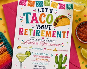 Funny Taco Retirement Party Invitation, Fiesta Retirement Invite, Mexican Theme Retirement Party, Editable Canva 5x7 Digital Download
