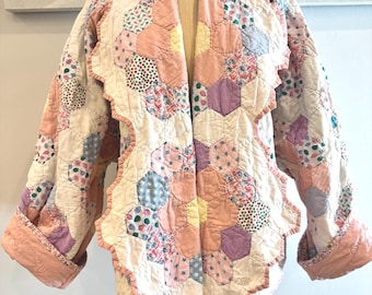 Grandmothers Flower Garden Reversible Cocoon jacket- One Size (M-2X)
