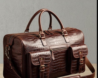 Krokoprägung Luxus Ledertasche Handmade