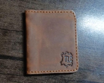 Minimalistische Leder Geldbörse | Handarbeit | Kartenhalter | Vintage Braun|Geschenk für Männer