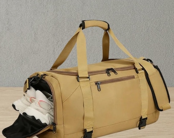 Handgemachte Stoff-Reisetasche mit Schuhfach