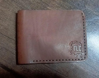 Handgefertigte Leder Bifold Brieftasche für Männer | Schlanke Geldbörse | Minimalistisch Braun | Fronttasche Kartenhalter |
