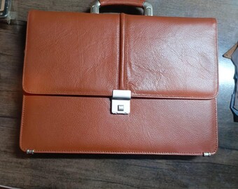 Echtleder Aktentasche | Braune Laptoptasche | Vintage Büro Umhängetasche | Handgefertigte Business Aktenmappe