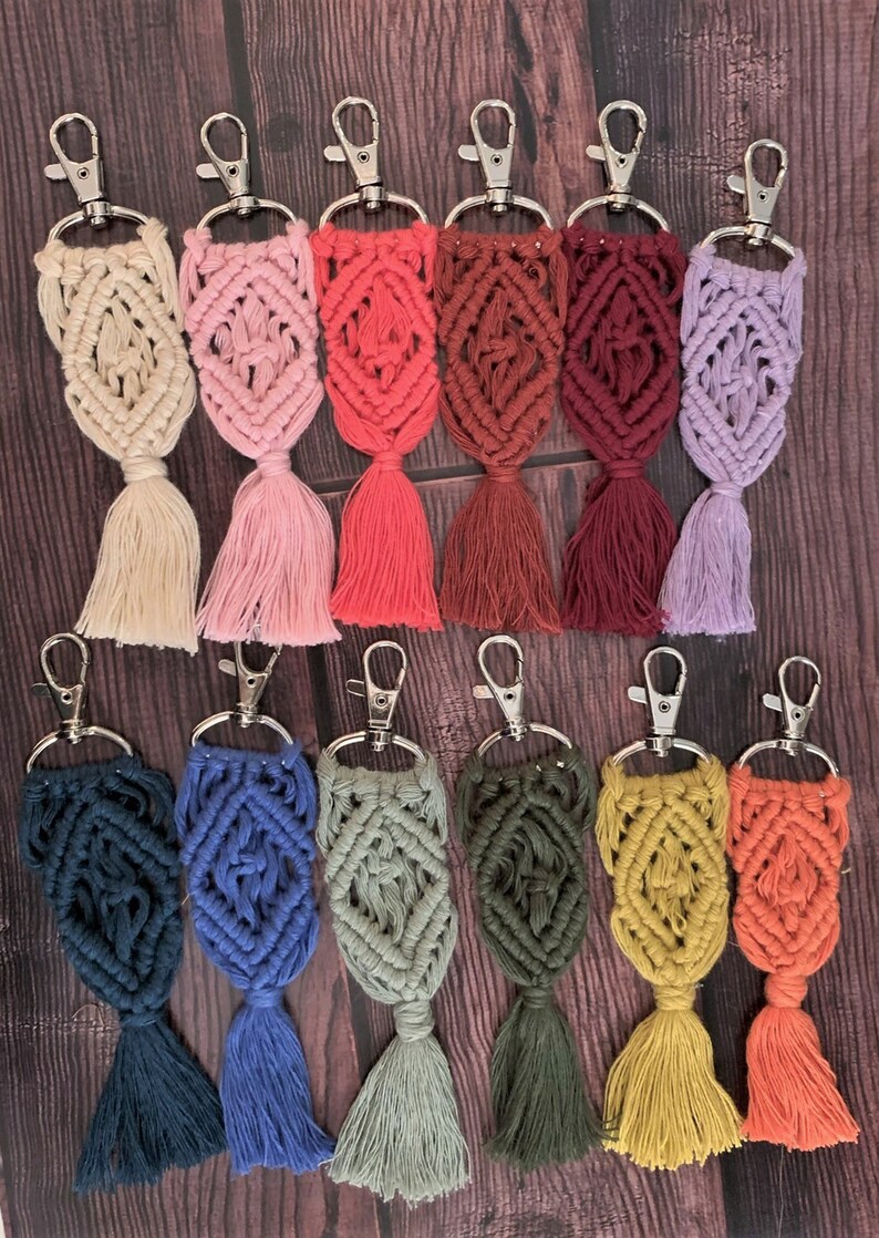 Macrame keychain Boho Keychain Gift ideas Cute Keychain Etsy