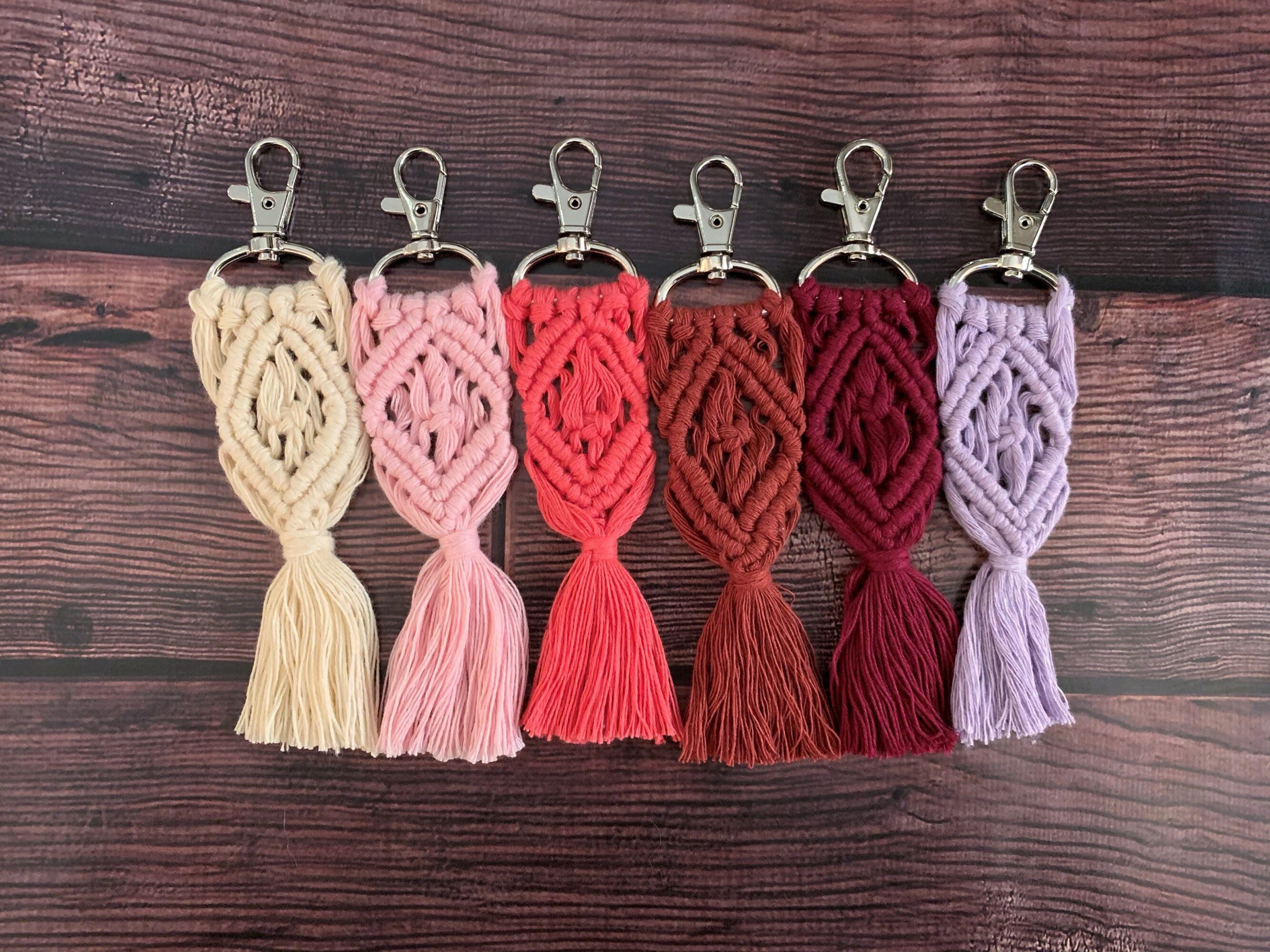 Macrame keychain Boho Keychain Gift ideas Cute Keychain Etsy