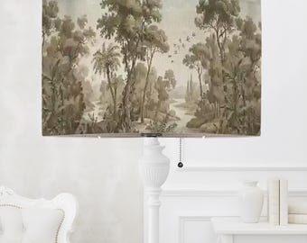 French Verdure Tapestry Lampshade, Natural Linen Drum Shade for Floor Lamps, Vintage Country Decor