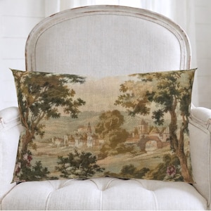 Cojín lumbar French Verdure Tapestry, con relleno, decoración campestre francesa