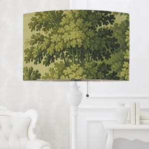 Verdure Tapestry Lampshade, Natural Linen Drum Shade for Floor Lamps, Vintage French Country Decor