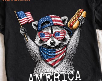 Raccoon Holding American Flag Hot Dog (Digital Download)