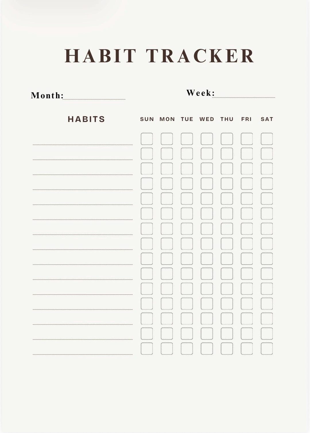 Minimalist Habit Tracker Printable, Weekly Planner A4 (instant Download ...