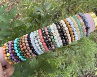 Handmade Crystal Beaded Bracelet with Natural Stone Beads, Minimal Everyday Jewelry Gift for Her, Simple Stackable Wrist Accessory