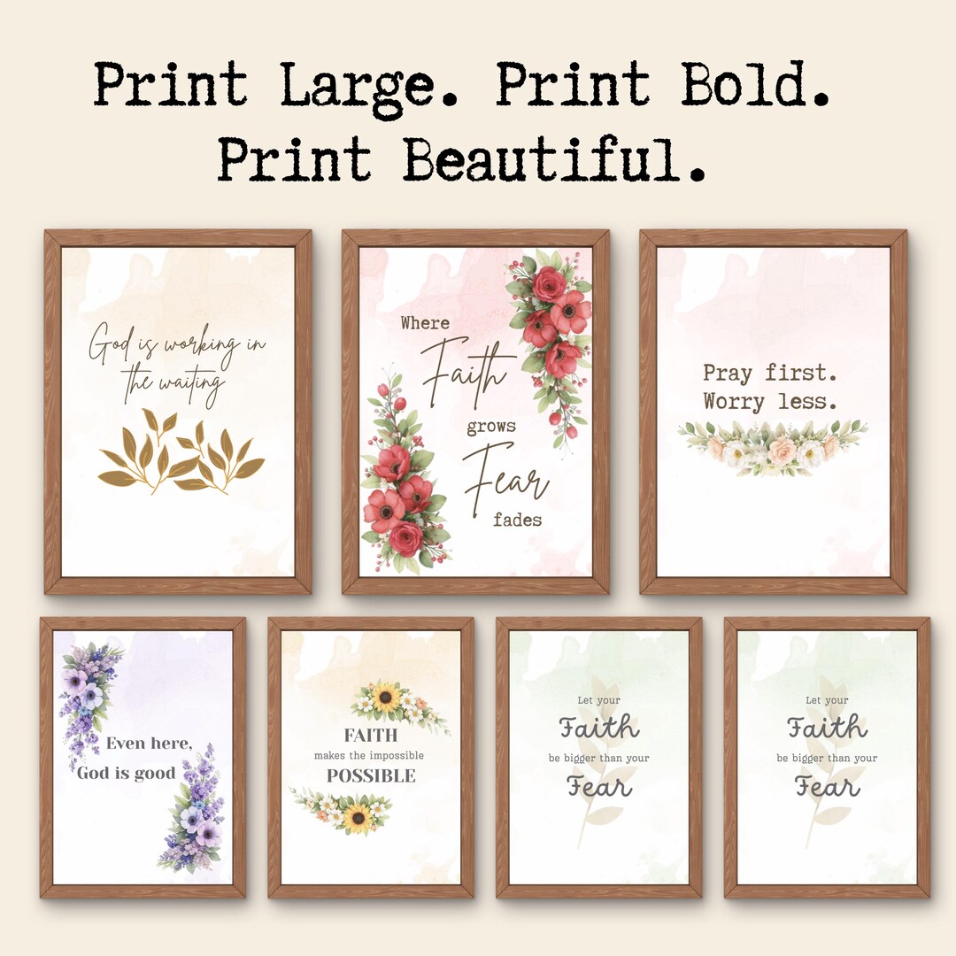 Printed Scripture Images Christian Scripture Prints Set | Minimalist Bible Verse Wall Art ...
