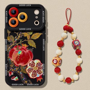 Pomegranate + pendant + apple + hanging string Silicone Phone Case (iPhone 11-17)