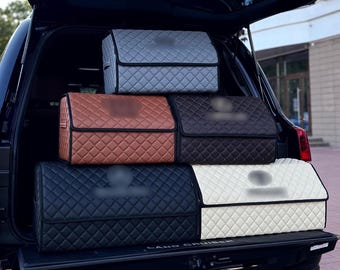 Leather Car Trunk Organizer – Custom Embroidered Vehicle Storage Accessory