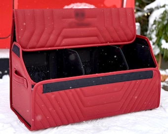 Organizador de maletero de coche de cuero hecho a mano: solución de almacenamiento personalizada para vehículos