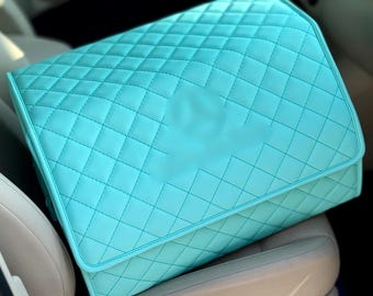 Organizador de almacenamiento para maletero de coche en piel – Bordado personalizado con logotipo o texto a medida, hecho a medida.