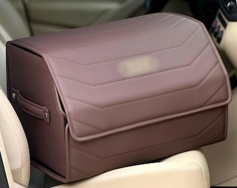 Organizador de cuero para coche / Almacenamiento de maletero hecho a mano con bordado personalizado