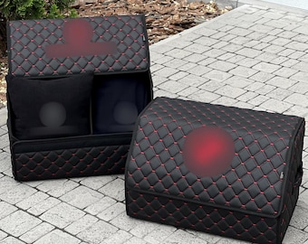 Personalized Leather Car Trunk Organizer – Custom Embroidered Auto Storage Accessory