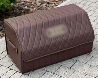 Organizador de cuero para maletero de coche: hecho a medida con bordado personalizado para la marca de su vehículo.