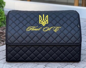 Leather Car Trunk Organizer with Personalized Embroidery – Custom Storage Solution for Vehicle Interior