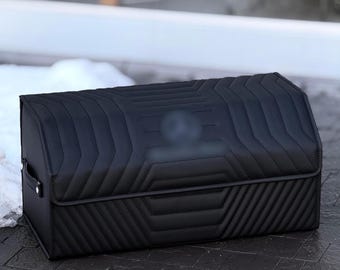 Organizador personalizado para maletero de coche: organizador de cuero con bordado del logotipo del vehículo, hecho a medida.