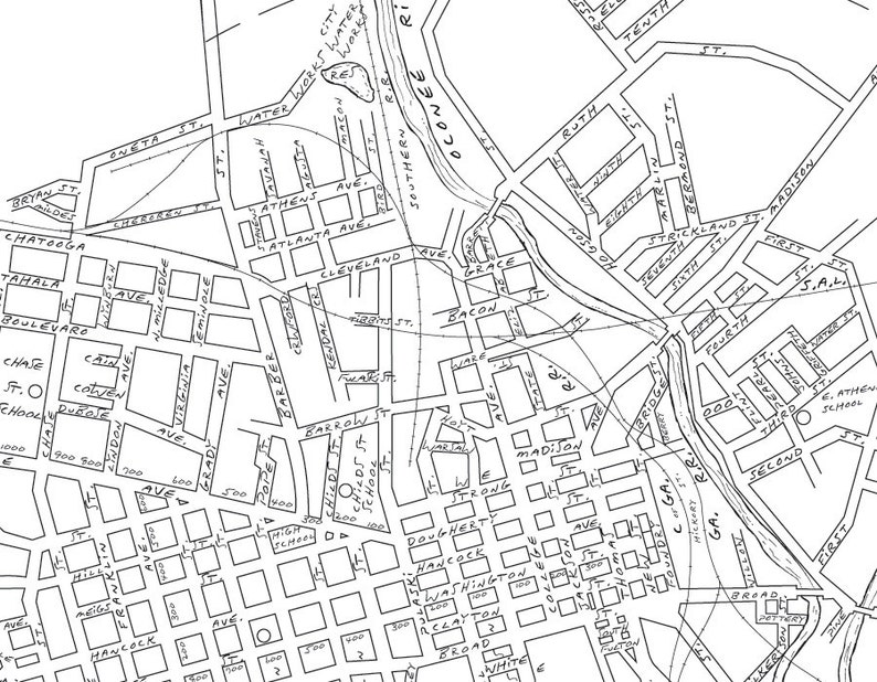 Athens GA 1930 Printable Vintage City Map With Street Names That Youll