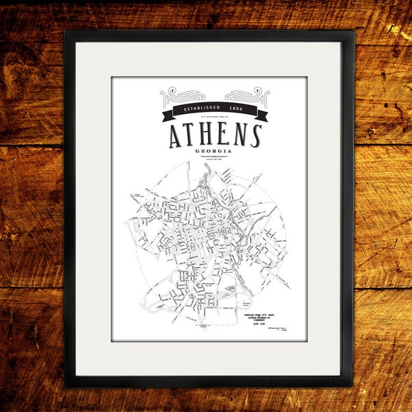 Athens GA 1930 Printable Vintage City Map With Street Names That You’ll Love. Shop Now!