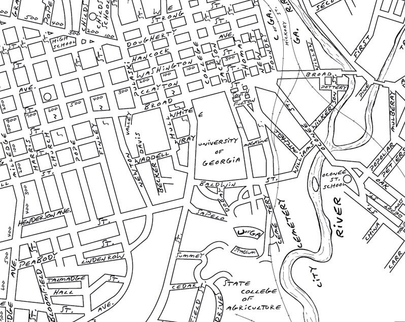 Athens GA 1930 Printable Vintage City Map With Street Names That Youll