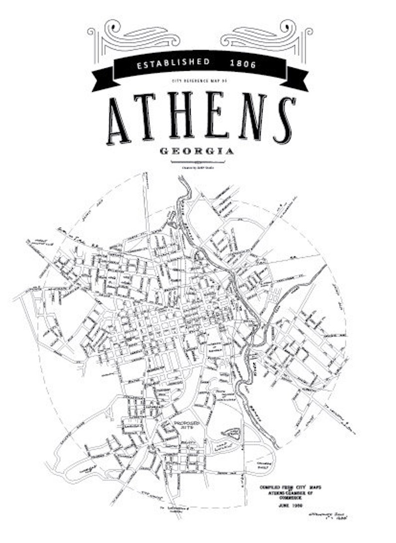 Athens GA 1930 Printable Vintage City Map With Street Names That Youll