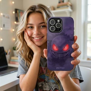 Custodia personalizzata Gengar Pokemon per iPhone 17 16 15 14 13 12 11 Pro Max Simpatico fantasma Anime Regalo Gamer Compatibile con MagSafe Cover per telefono