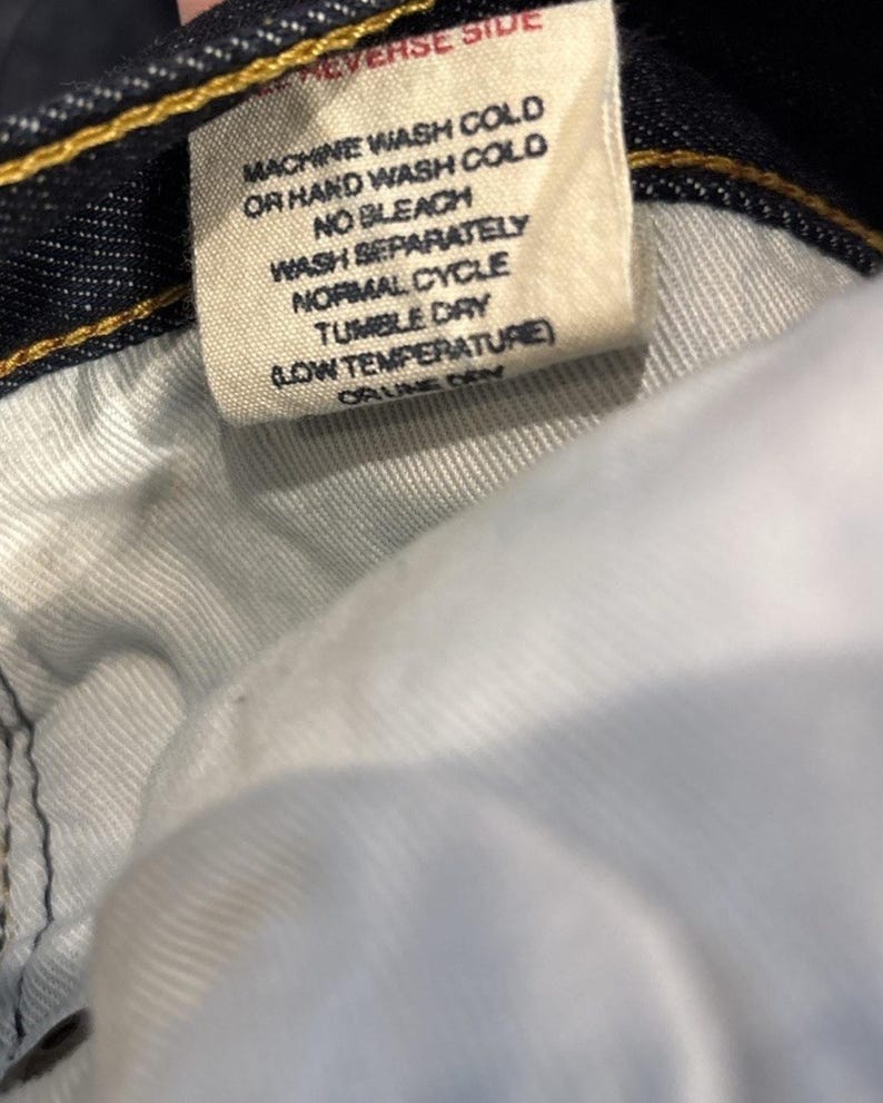 EVISU Indigo Genes Selvedge Jeans 38x34 Raw Rigid Denim Daicock Y2K Japan 97 cm image 16