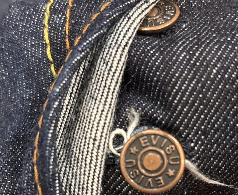 EVISU Indigo Genes Selvedge Jeans 38x34 Raw Rigid Denim Daicock Y2K Japan 97 cm image 17