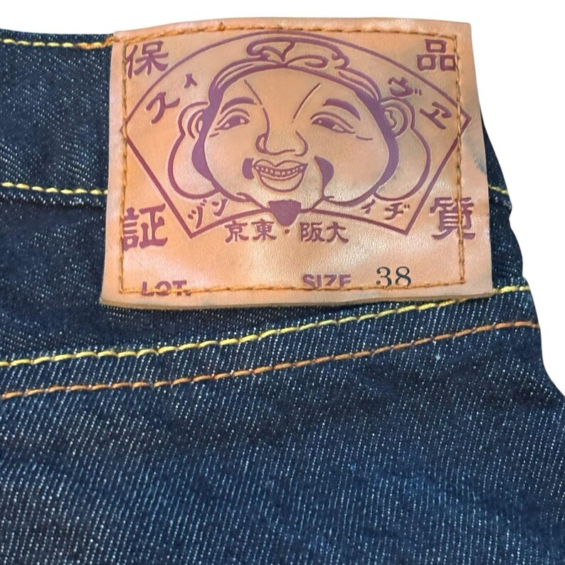 EVISU Indigo Genes Selvedge Jeans 38x34 Raw Rigid Denim Daicock Y2K Japan 97 cm image 8