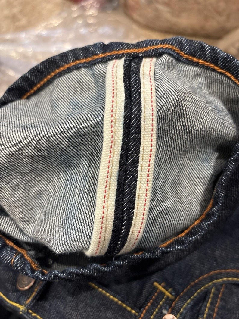 EVISU Indigo Genes Selvedge Jeans 38x34 Raw Rigid Denim Daicock Y2K Japan 97 cm image 18